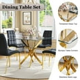 thumbnail image 4 of 5-Piece 36" Square Glass Dining Set, Clear Tempered Glass Table & 4 PU Leather Chairs with Stainless Steel Legs for Kitchen, Meeting Room, 4 of 7