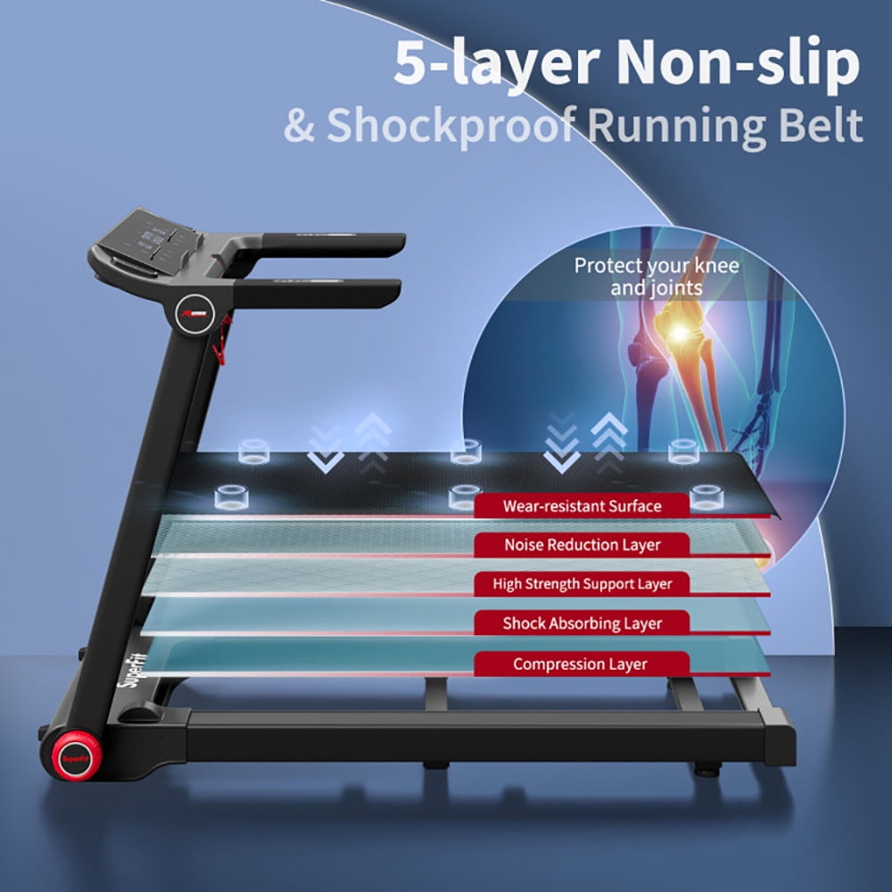 Spaco Walking Machine, Treadmill, 3.75HP Folding Treadmill with APP and 12 Preset Programs