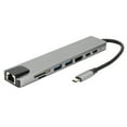 thumbnail image 1 of Adaptador convertidor divisor de concentrador 8 en 1 tipo C a HDMI RJ45 PD estación de acoplamiento USB tipo C, 1 of 8