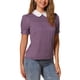 thumbnail image 4 of INSPIRAR CHIC Blusa de Mujer Vintage con Cuello Peter Pan, Manga Corta con Contraste, Talla L, Color Púrpura Taro, 4 of 6