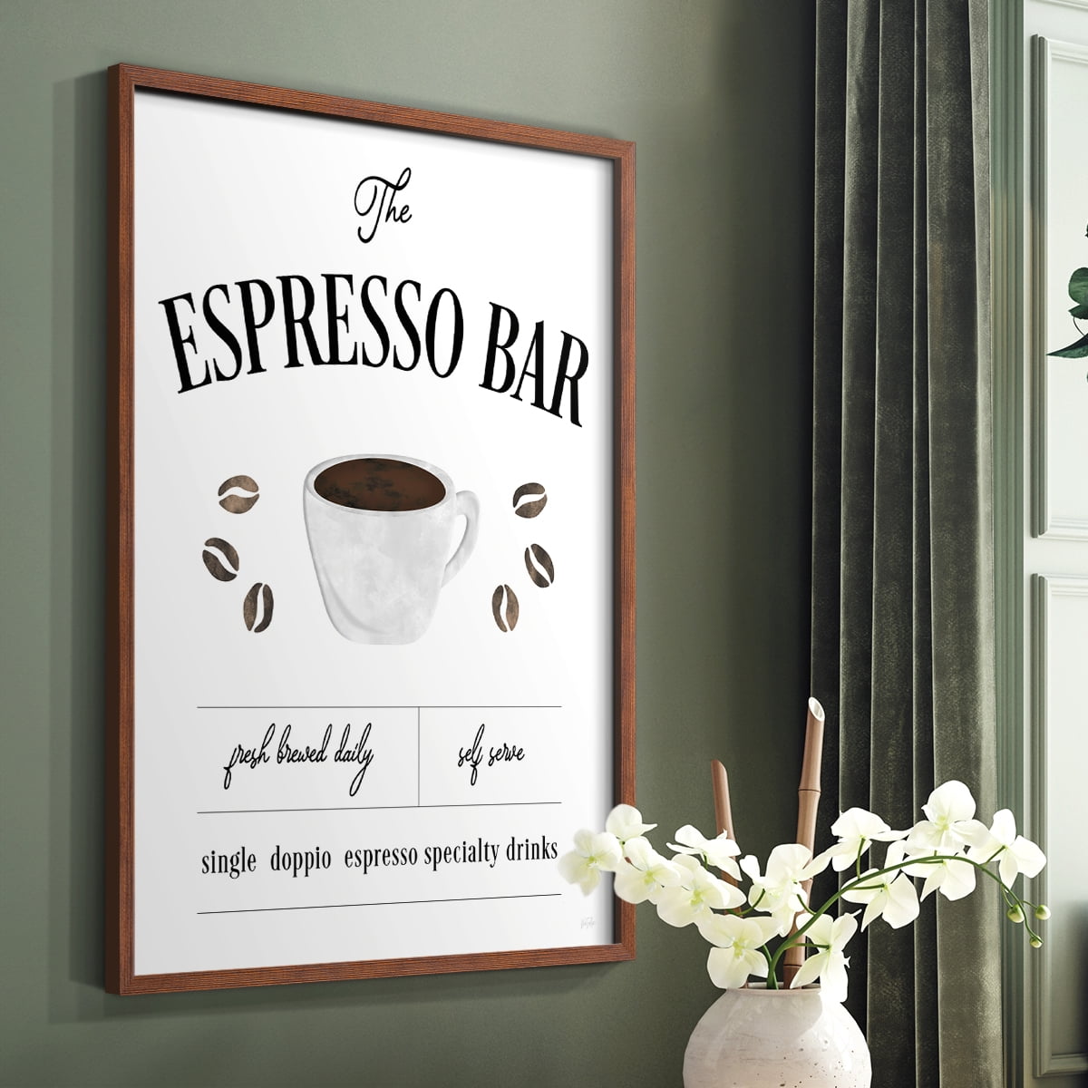 Fresh Brewed Espresso Bar in Brown Solid Wood 8 x 10 Framed Print