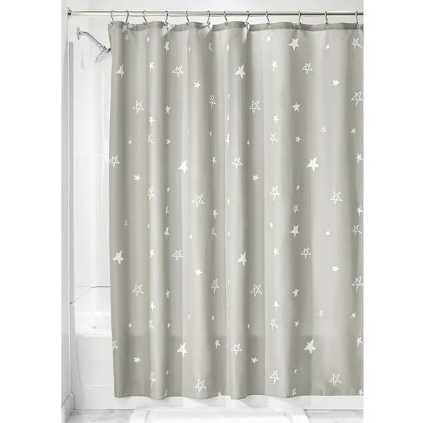 Idesign Star Fabric Shower Curtain, Gray Shower Curtain
