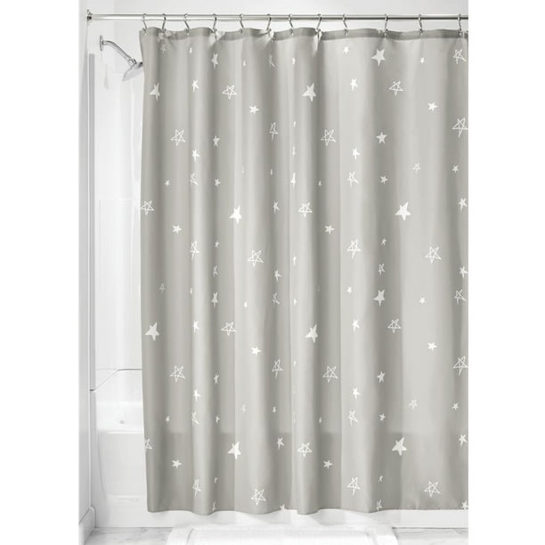 Idesign Star Fabric Shower Curtain Gray And White Com Idesign Star Fabric Shower Curtain, Gray Shower Curtain
