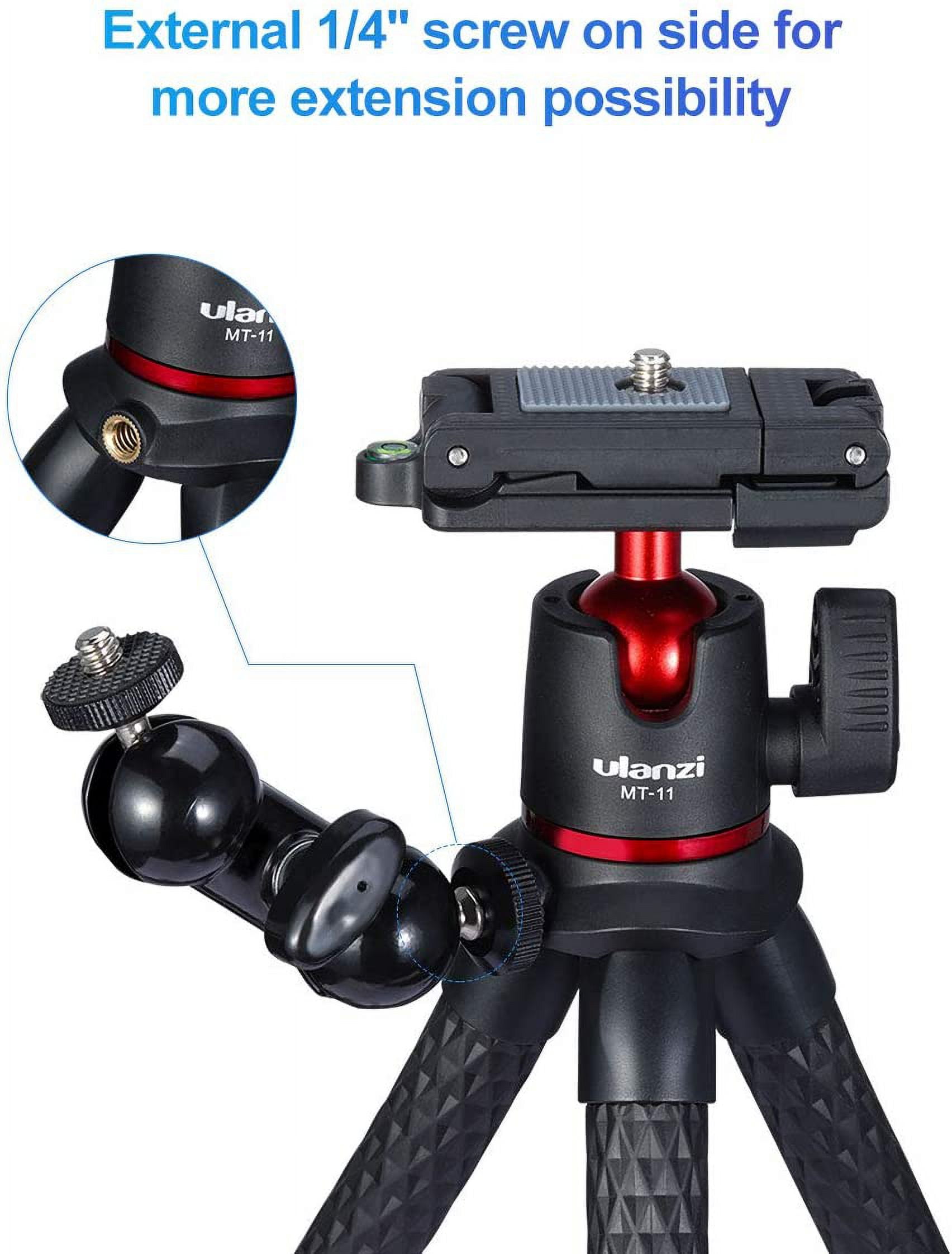 Ulanzi Camera Tripod, Mini Flexible Stand w Hidden Phone Holder w Cold Shoe Mount for Smartphone Camera
