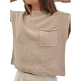 thumbnail image 1 of Gupgi Women Short Sleeve Sweater Knit Crop Top Solid Color Ribbed Tank Top, 1 of 5
