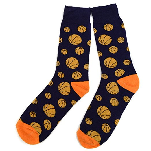 New Parquet Brand Mens BASKETBALL Pair Of Novelty Crew Socks WITH BASKETBALL NET 