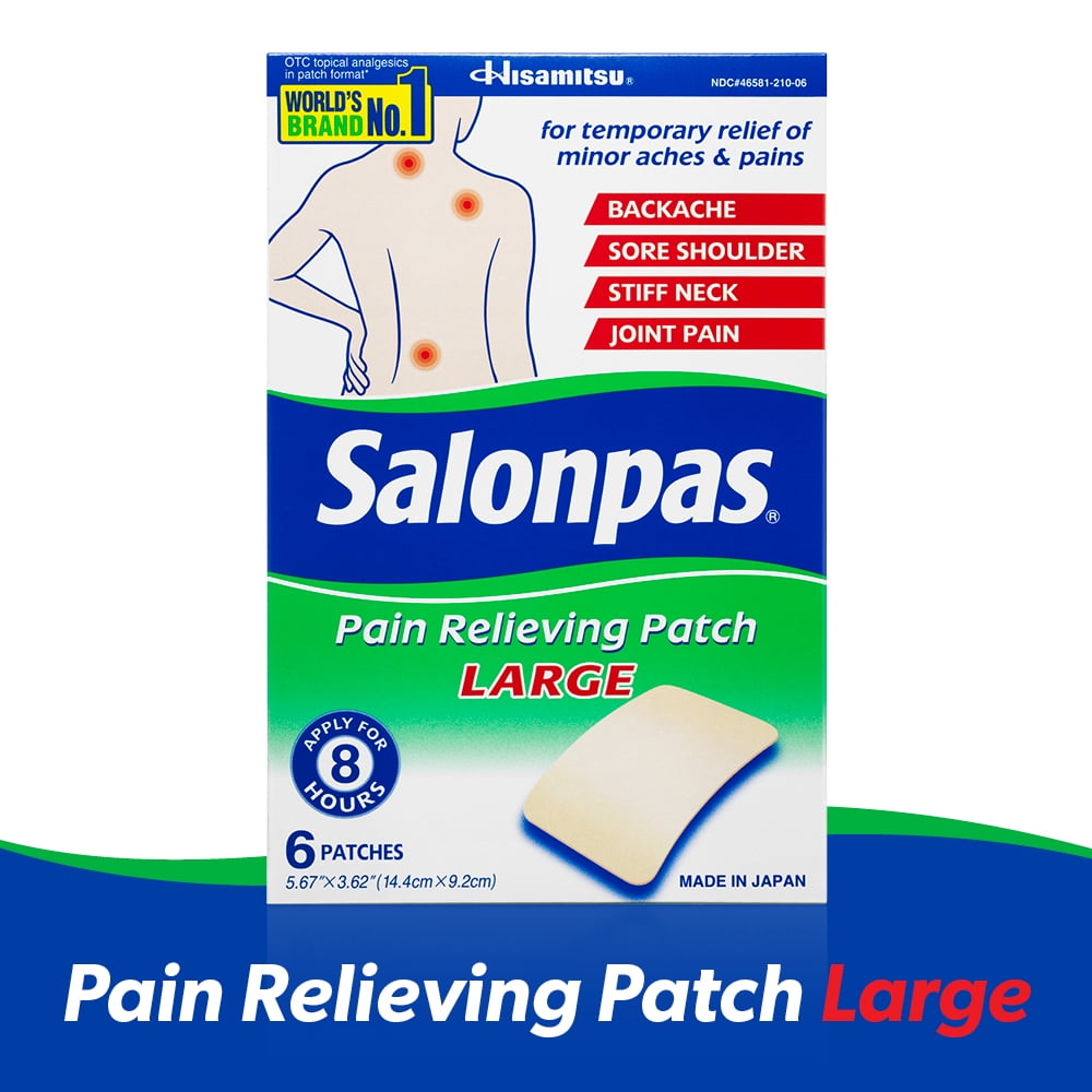 Salonpas Pain Relieving Patch, 8Hour Pain Relief 6 Large Patches