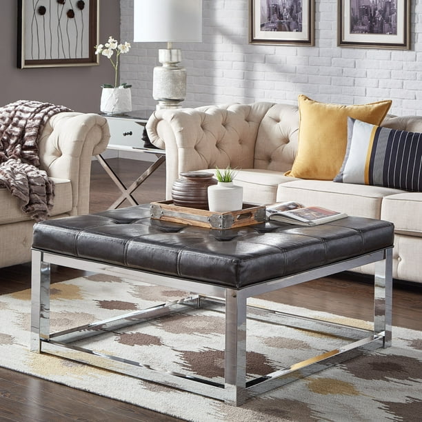 Weston Home Libby Dimpled Tufted Cushion Ottoman Coffee Table with