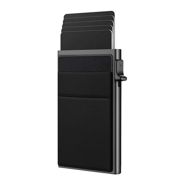 Cartera con tarjetero de aluminio con cierre lateral para hombre, tarjetero de metal