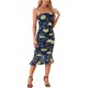thumbnail image 1 of Vestido Bodycon sin mangas de tirantes espagueti para mujer Inspire Chic, con estampado floral, fruncido, midi, para fiesta y club, color azul, talla XL, 1 of 6