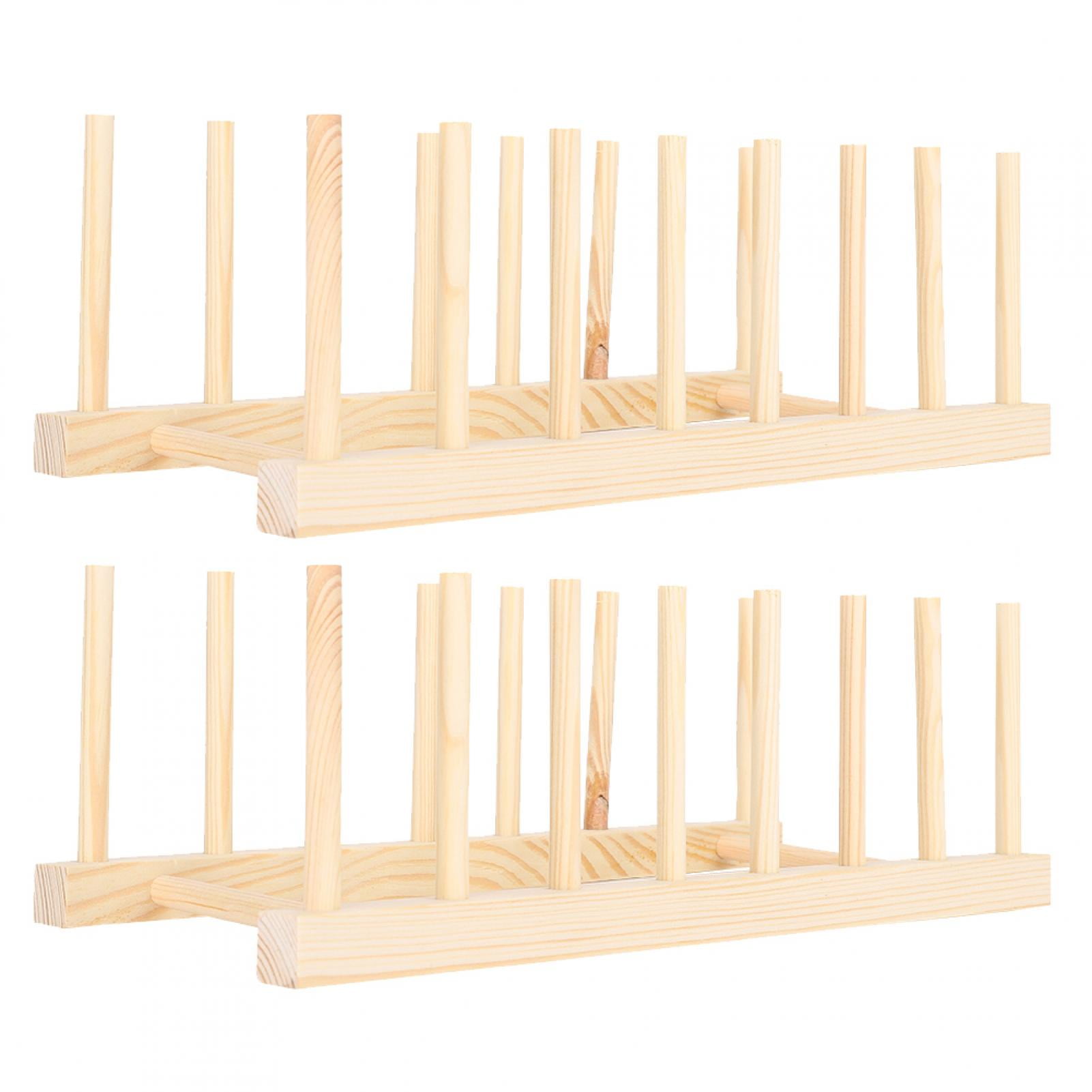 Kitchen Wooden Storage Rack,2 Set Dish Storage Kitchen Utensil