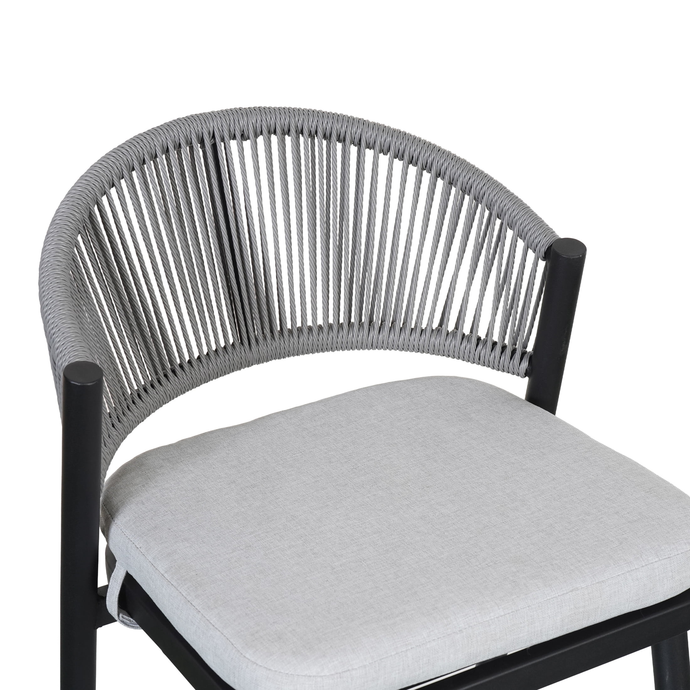Amara Modern Outdoor Patio 26"H Counter Stools with Wicker Backrest, Iron Frame, Water-Resistant Cushion, Matte Black, Set of 4