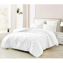 D.N.G. BEDDINGS 5 Piece Luxury Diamond Ruffle Comforter Set Super Soft, All Season Pintuck 800 TC, 100% Egyptian Cotton, Super Soft Full/Queen Size White Color