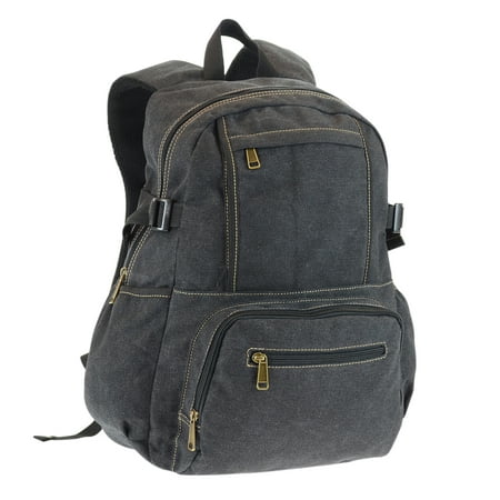 Canvas Backpack with 15.6 Laptop Sleeve and 3 Front Zip