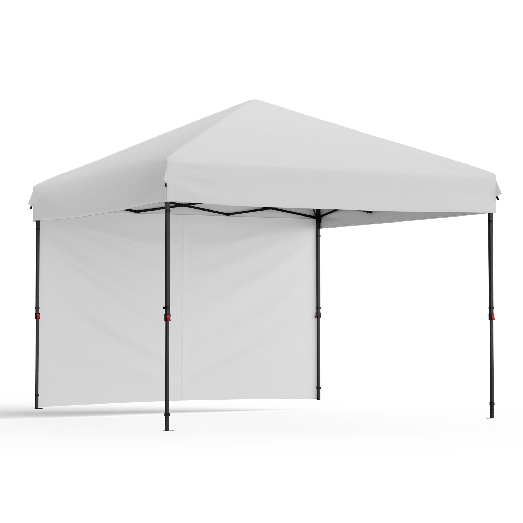 Heavy Duty Pop Up Canopy Tent 10x10 FT, Waterproof & UV-Resistant Outdoor Shelter,1 Removable Sidewall, One-Person Easy Setup, Adjustable Height Roller Bag & 4 Weight Bags Garden, Beach, Picnic,White