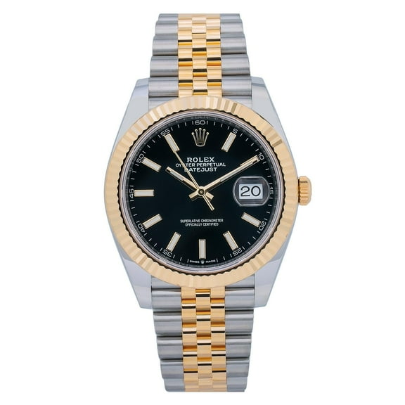 Pre-Owned Rolex Datejust 41MM 126333 Black Dial Fluted Bezel Two Tone Yellow Gold Jubilee Bracelet
