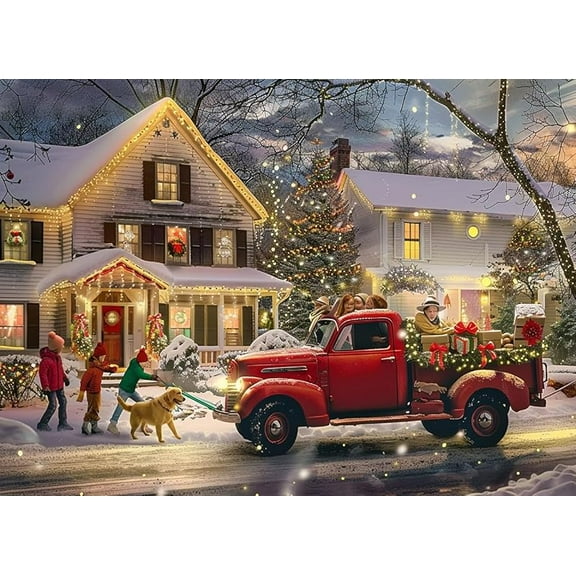 Puzzles For Adults 500 Pieces Advent Calendar The Inn Snowy Day Red Car At Christmas Party  Jigsaw Puzzle Funny Wall Art Gift