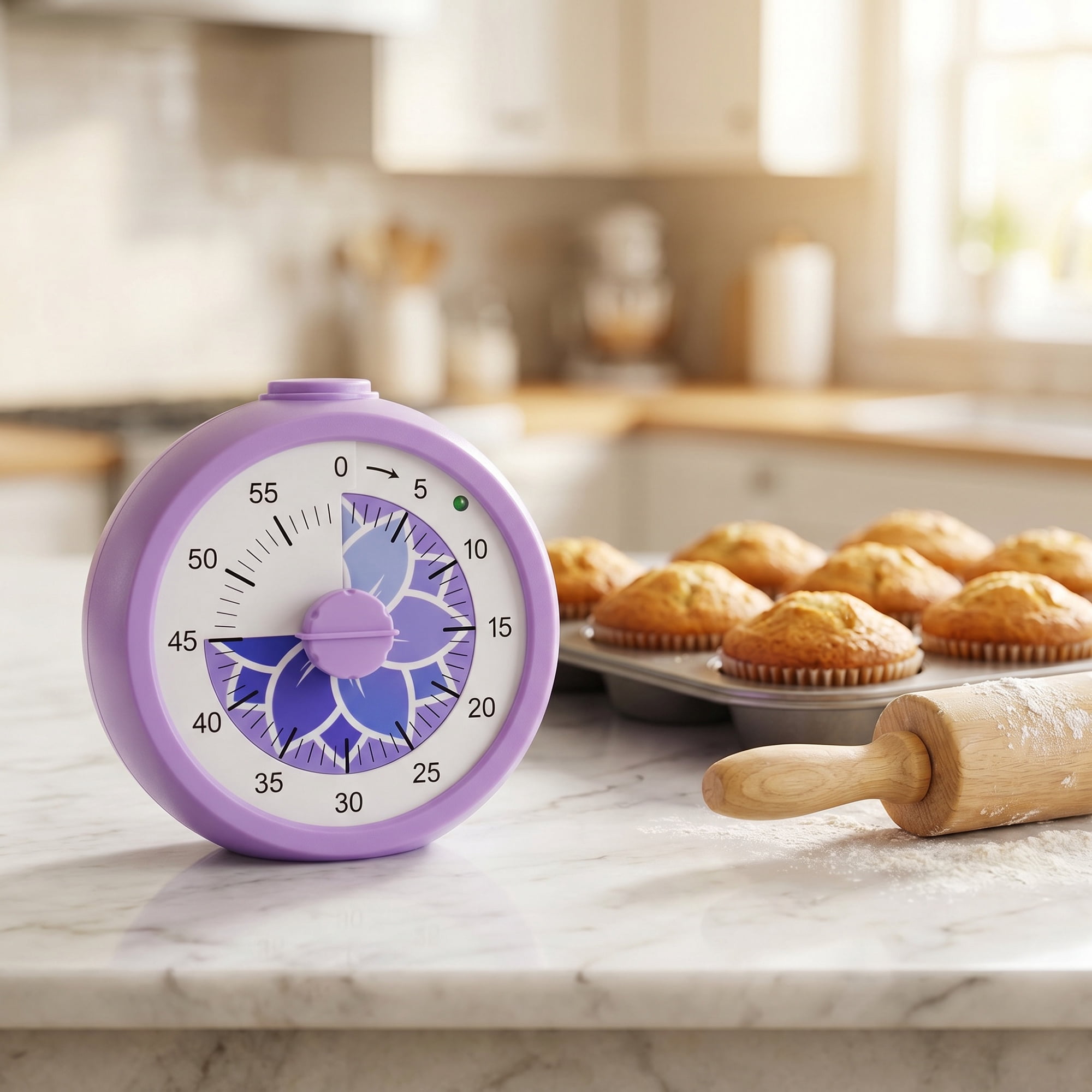 Unique Bargains Simple 60 Minute Timer Digital Visual Timer for Students Purple Circle
