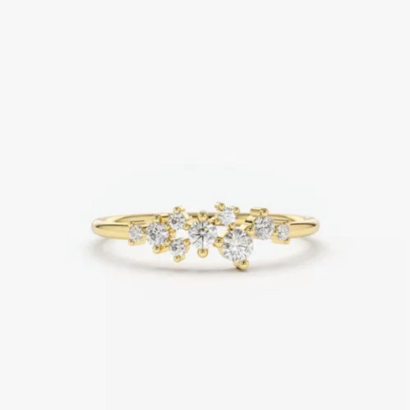 K-KED 0.3CTW. Cluster Moissanite Ring for Women 925 Sterling Silver Delicate Jewelry Gifts