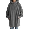 thumbnail image 2 of SDNall Hoodies for Women Solid Color Hoodie Zipper Long Sleeve Sweatshirts Long Coat Tops with Pockets (Gray, Sizes S-XXXXL), 2 of 9