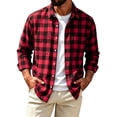 thumbnail image 3 of MXALUOB Men's Plaid Shirts Button Down Long Sleeve Fashion Shirt with Chest Pocket Point Collar Regular Fit Tops Daily Casual Wear, 3 of 7