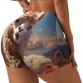 thumbnail image 1 of Balery Fluffy Alpaca Mountain Meadow Pantalones cortos de entrenamiento estampados para mujer, sin costuras, ajustados, para gimnasio, yoga, correr, deportes, ejercicio activo, fitness.-X-Large, 1 of 8