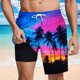 thumbnail image 2 of Pantalones Cortos para Hombre Cintura Elástica con Bolsillos, Forro de Impresión de Moda Casual para la Playa, Al Aire Libre Y el Uso Diario, 2 of 6