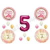 BALLERINA Twinkle Toes Gold Pink 5th Birthday Party Balloons Decoration Supplies Fifth