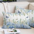 thumbnail image 2 of Blue Hydrangea Throw Pillow Cover 24 x 36 Inch Decorative Pillow Cover Spring Summer Eucalyptus Leaves Butterfly Lumbar Pillowcase Seasonal Rectangle Cushion Case for Couch Sofa Bed Living Room, 2 of 9