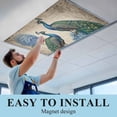 thumbnail image 5 of 1 Pack Retro Peacock Fluorescent Light Covers for Ceiling Lights Blue Hydrangea Watercolor Vintage Magnetic Ceiling Light Covers Overhead Light Filters for Office Classroom Home, 5 of 9