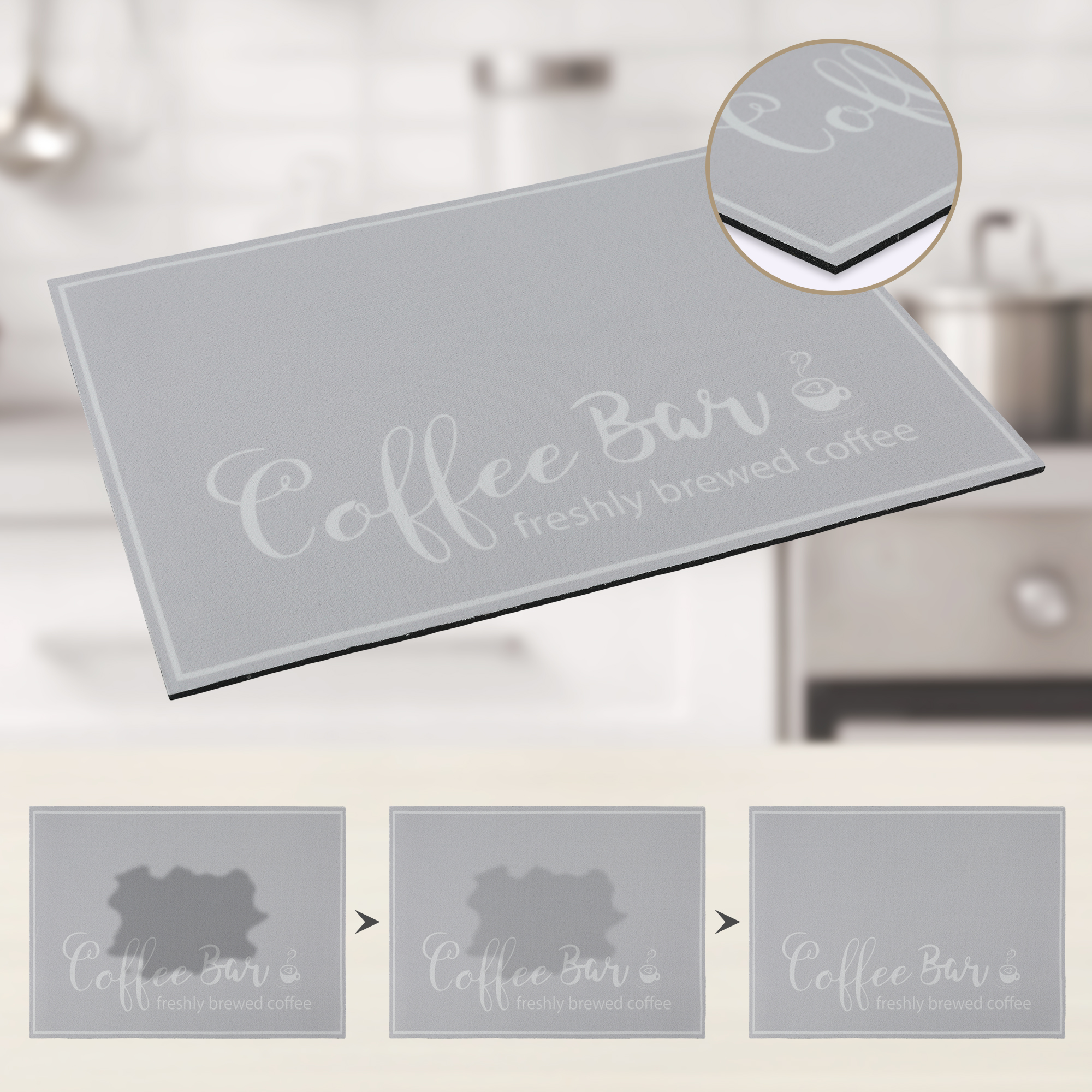 Unique Bargains Diatomaceous Quick Dry Coffee Mat for Kitchen Light Gray 15.7*11.8 inch
