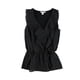 thumbnail image 1 of bar III Blusa de punto con ribete de volantes para mujer, negro, XS, 1 of 2