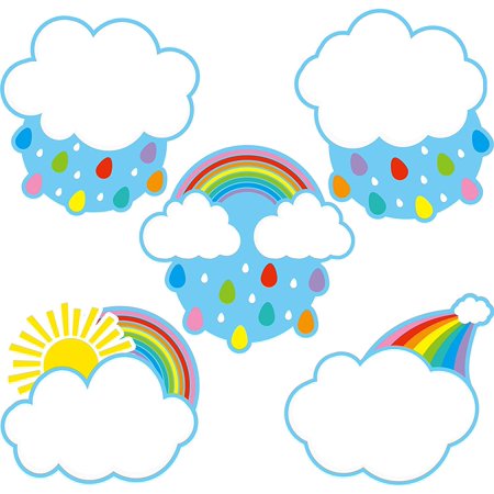 45 Pieces Rainbows Cut-Outs, Rainbows Sun Cloud Accents Paper Cutouts
