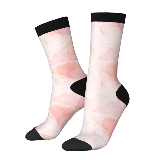 Balery Pink Marble Calcetas Largas con Estampado para Hombre y Mujer – Suaves y Transpirables, Talla Única (US 5-11)