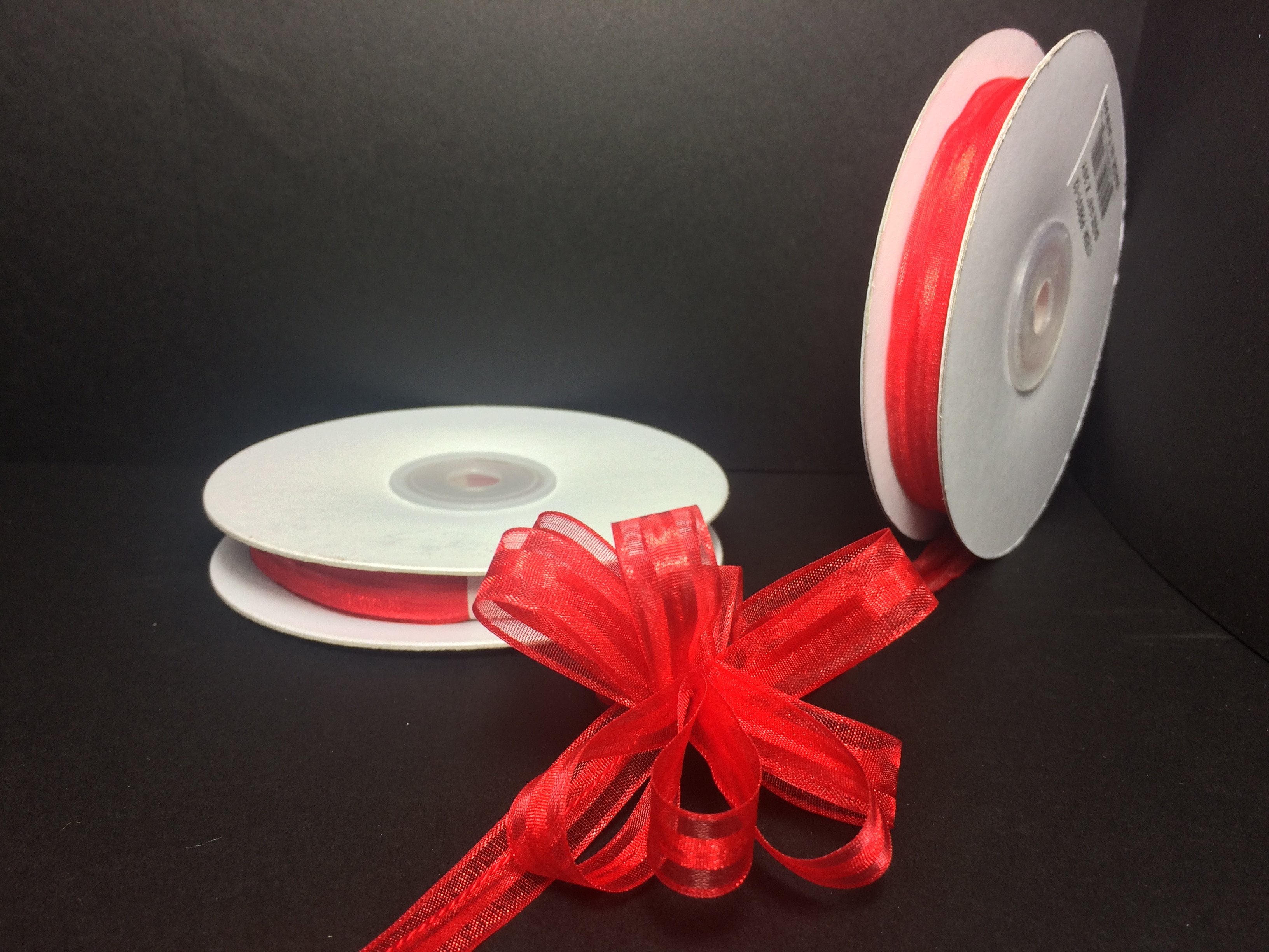 3/8" Red Organza Thin Pull Bow String Ribbon (25 Yard) Gift Wrapping