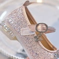 thumbnail image 3 of LLYWEY Girls’ Dress Shoes - Glitter Princess Shoes for Toddler/Little/Big Kids Closed Toe Low Heel Wedding Party Princess Dance Shoes, Style S-10, Pinks, 34, 3 of 9