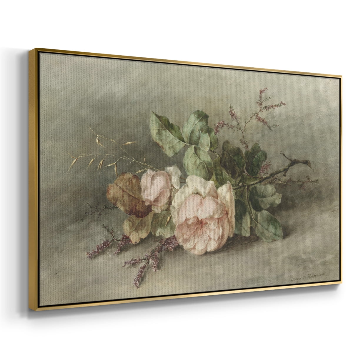 Vintage Botanical Print-XXXVII By Wexford Home Framed in Gold Wood Gallery Wrapped Canvas 27 in. x 41 in.