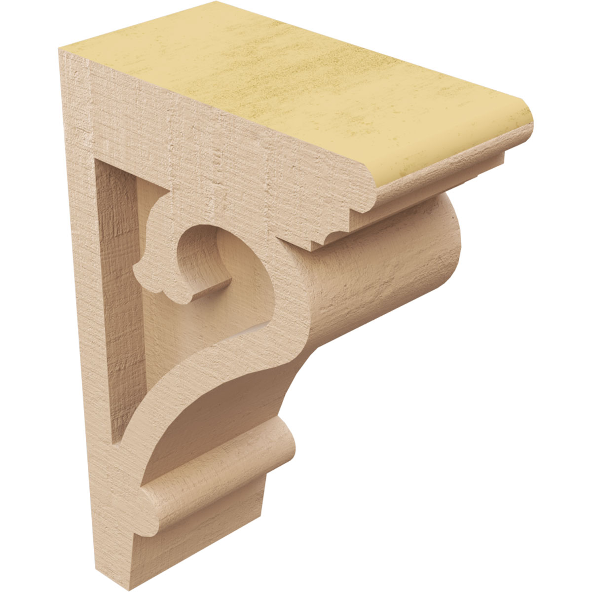 2"W x 4"D x 6"H Classic Mayflower Rough Cedar Woodgrain TimberThane Corbel, Primed Tan