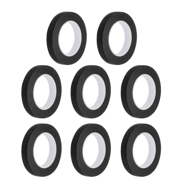 Uxcell 8 Pcs 0.4 Pulgadas Anchas 14 Yardas Cinta de Enmascarar Negra Rollos de Cinta para Pintores para Oficina en Casa