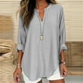 thumbnail image 4 of yunLCZ Basic T Shirts Women's Pleated Square Neck Long Sleeve Cotton Faux Oversized T Shirt, 4 of 4