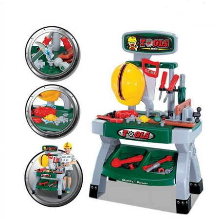Tool Set for Kids Green with Workbench 49 Pieces Construction Tool for 3-6 Age Boys