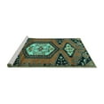 thumbnail image 2 of Ahgly Company Machine Washable Indoor Round Persian Turquoise Blue Traditional Area Rugs, 7' Round, 2 of 4