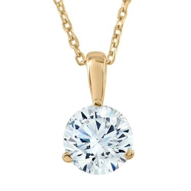Pompeii 1/3Ct Diamond Solitaire Pendant Lab Grown 14k Yellow Gold 3-Prong Necklace