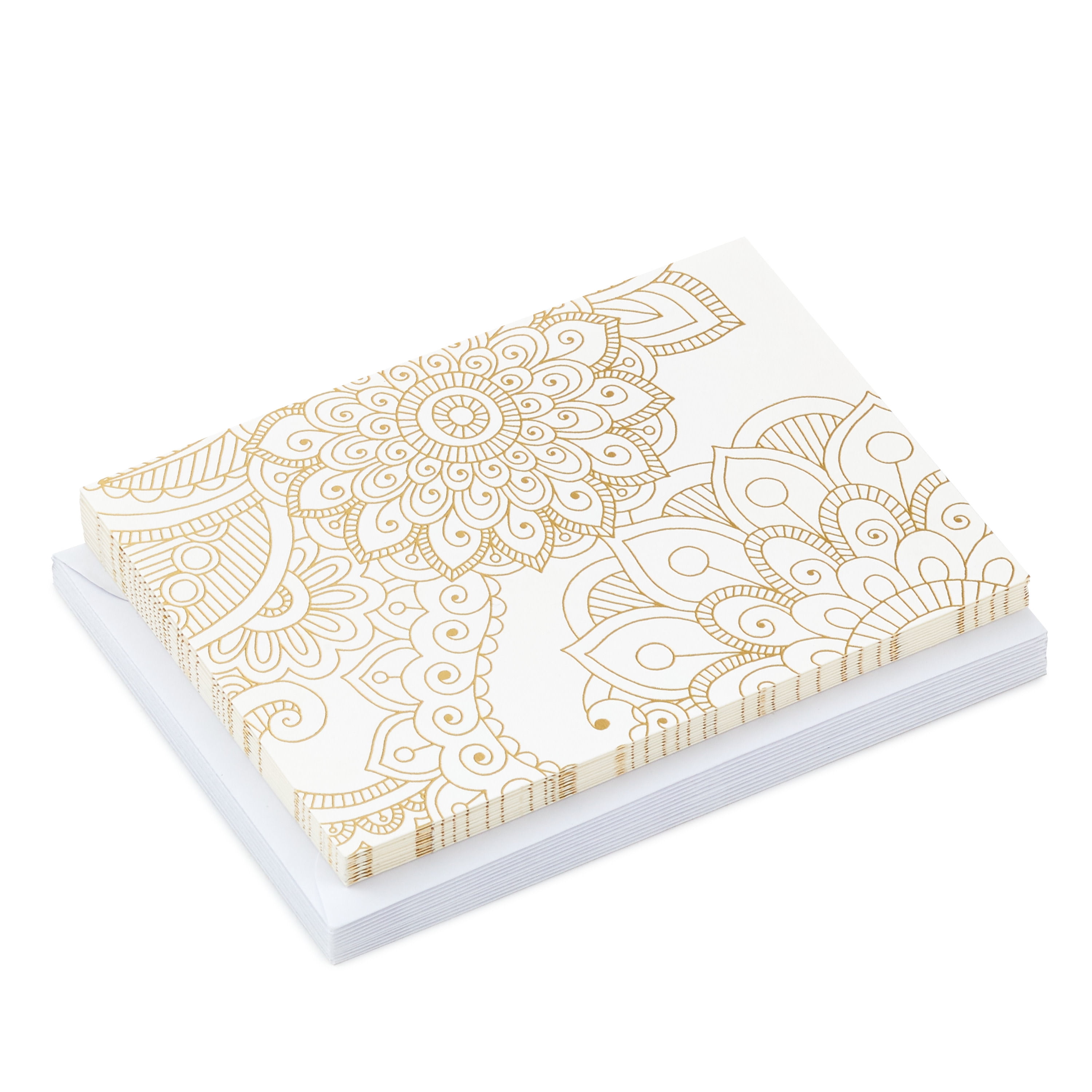 Hallmark Blank Notes (Gold Floral Mandala), 12 Count