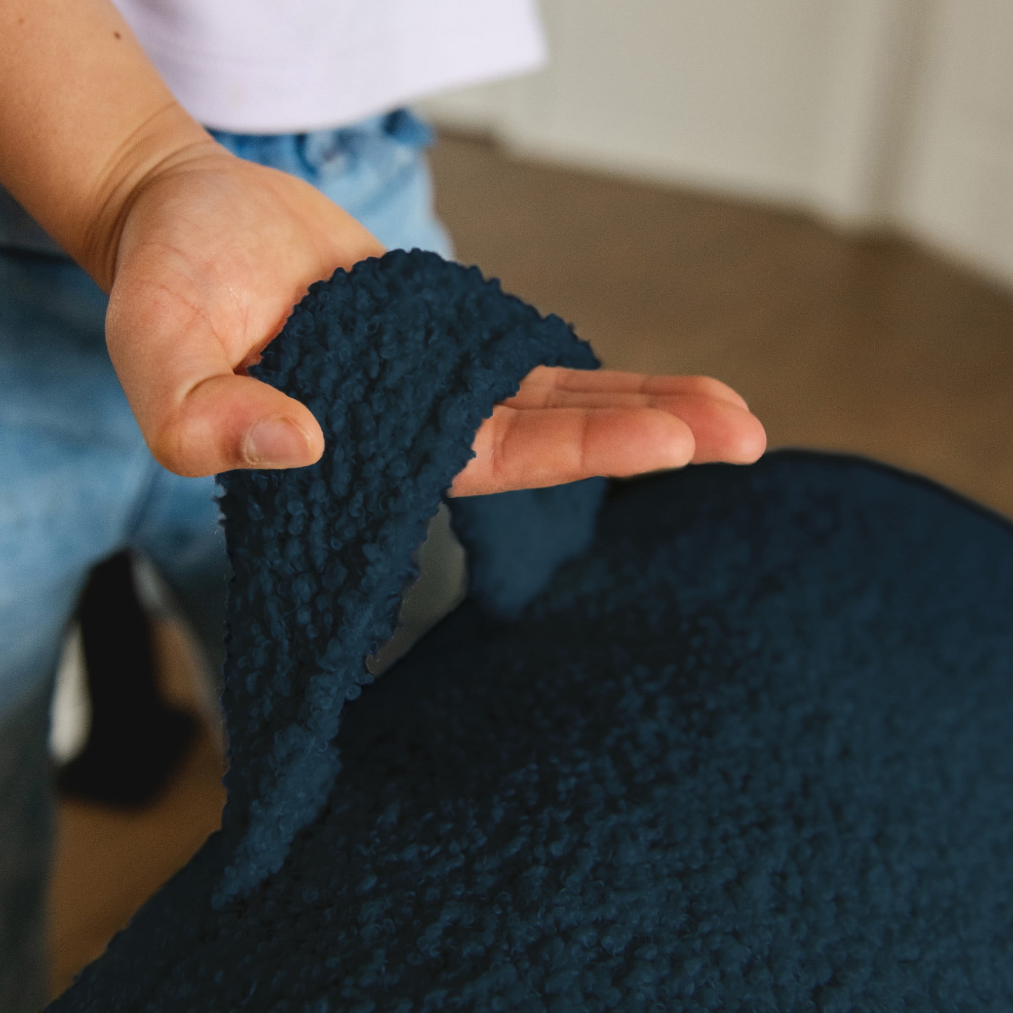 Big Joe Cloudberry Kids Foam-Filled Bean Bag Chair, Deep Blue Teddy Boucle
