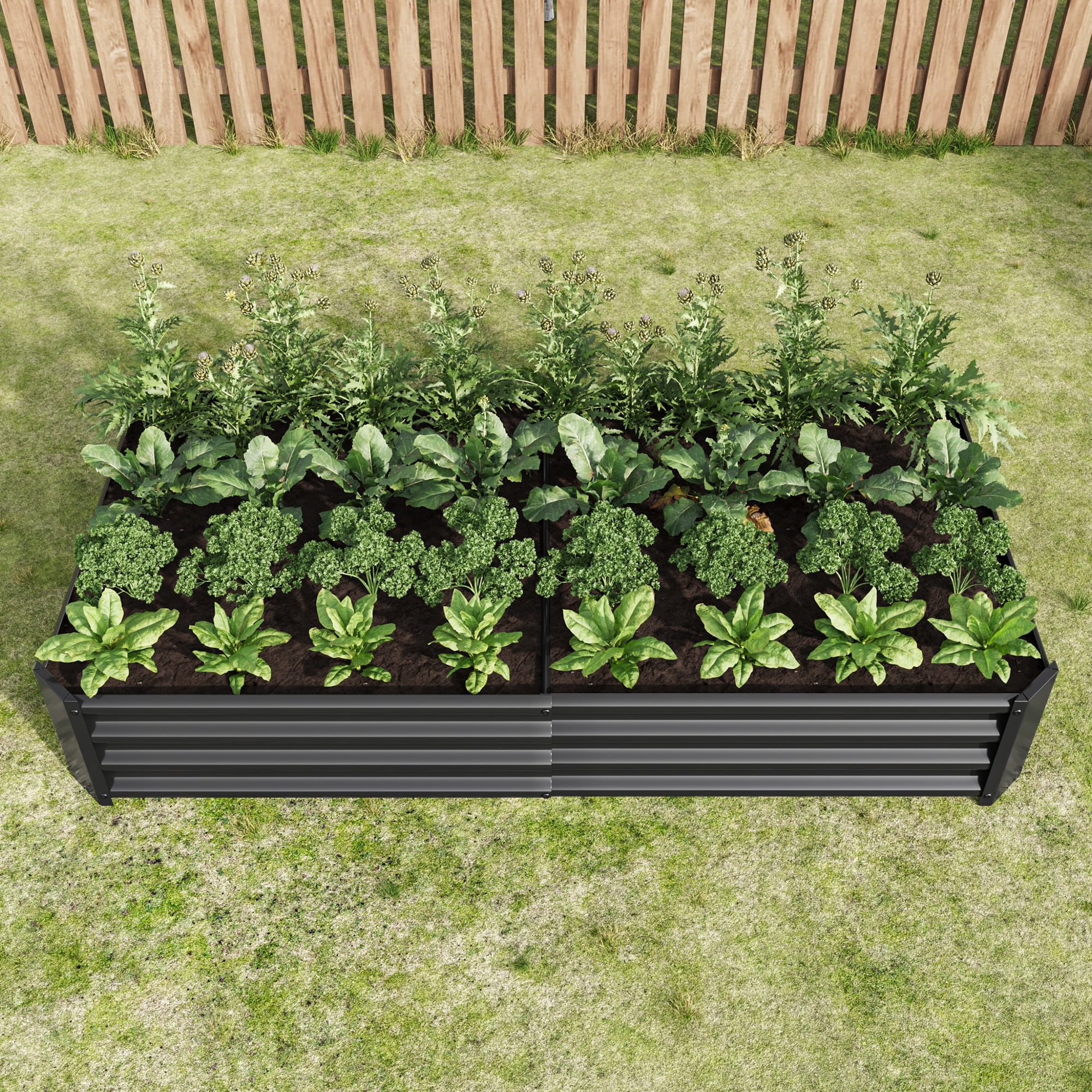 6 ft. x 3 ft. Raised Garden Bed Galvanized Planter Box Outdoor, Rot-Resistant Metal Garden Bed Planter for Vegetables
