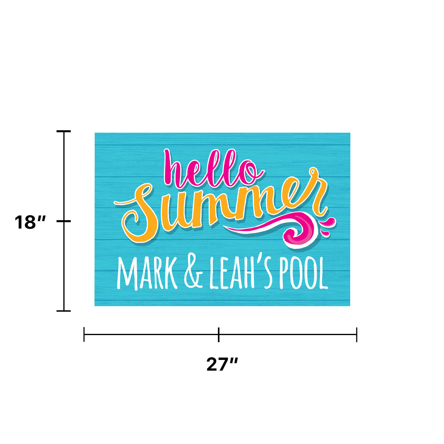 Personalized Planet 27x18 Hello Summer Doormat with Custom Personalization Printed on Blue Rectangular 1/8” Thick Non Slip Mat for Kitchen Hallway Deck or Porch
