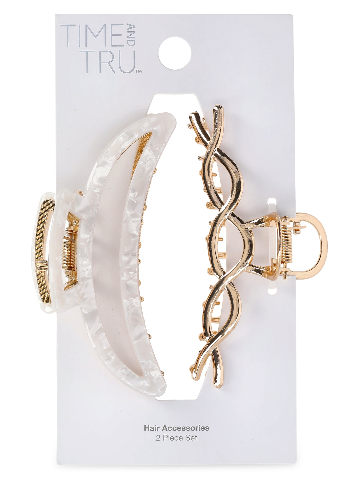 Time and Tru Women's Hair Claw Clips, 2-Pack