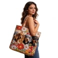 thumbnail image 4 of Quilted Tote Bag for Women Large Beach Shoulder Purse Handbag Floral Print Top Handle Satchel for Travel Work 12.2*15", 4 of 5