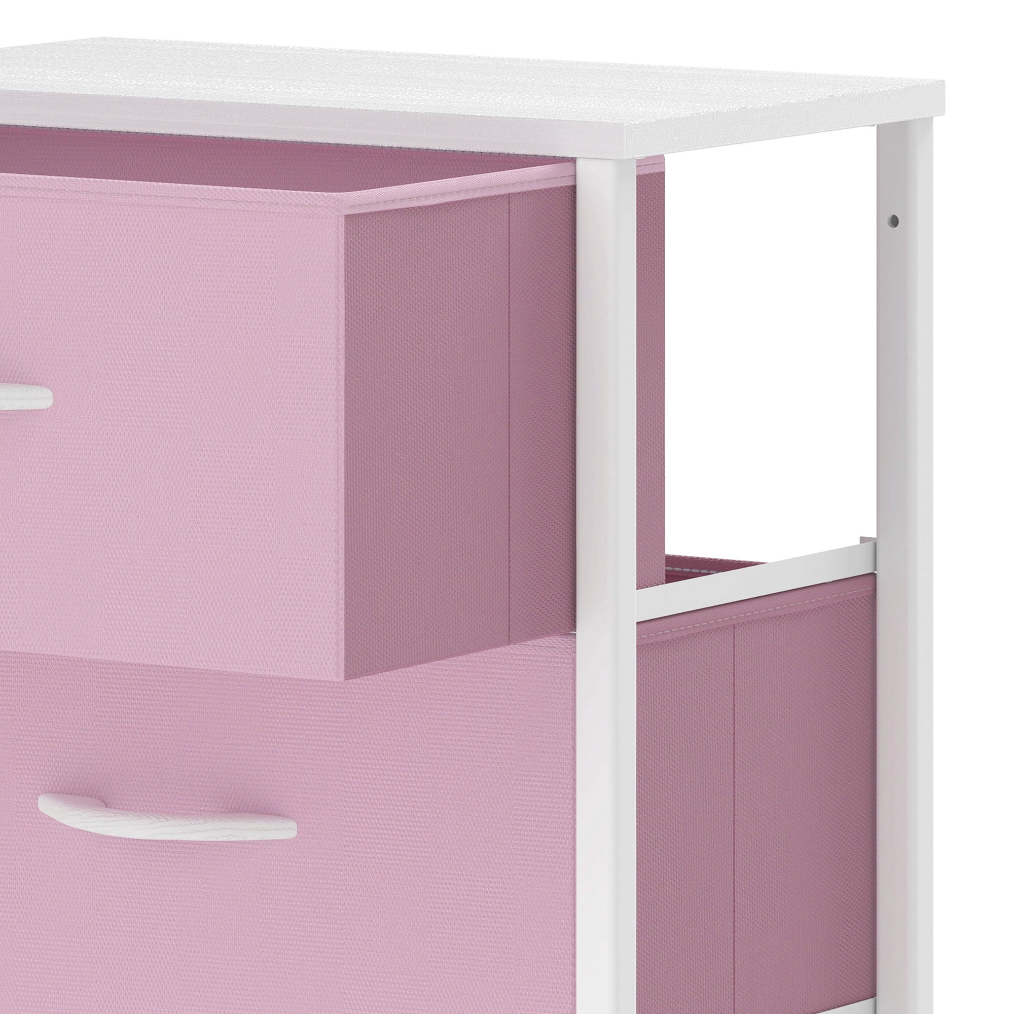 Uforic 4 Drawer Dresser Fabric Chest of Drawers Furniture Storage Organizer for Living Room,,Hallway, Pink
